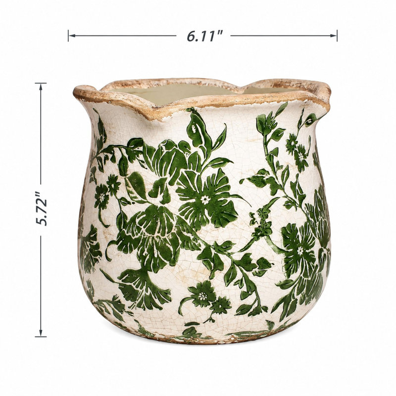 Pot 6,1 "en céramique rétro avec drainage