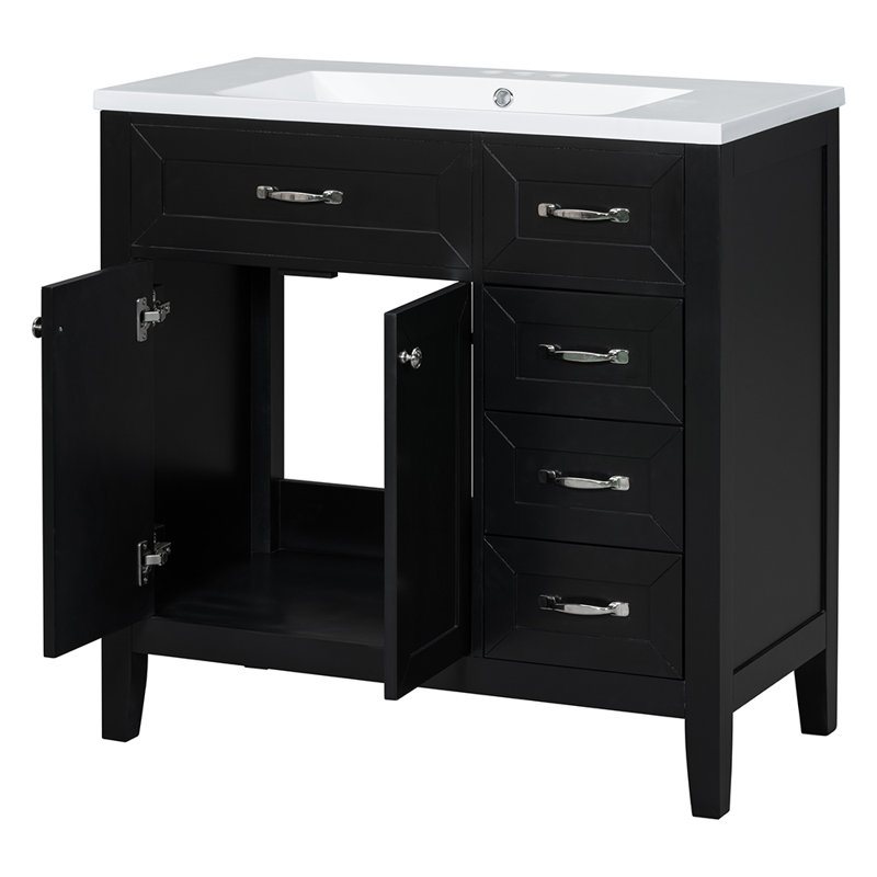 Meuble-lavabo simple avec plateau Mytien 35,99, Argent, Noir
