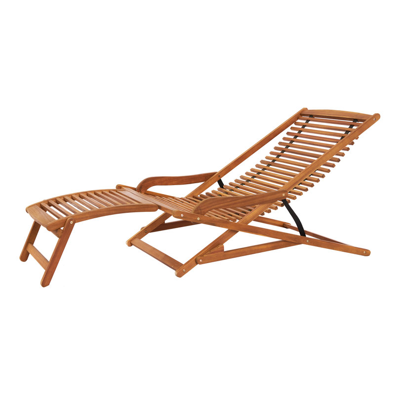 Ashja Outdoor Acacia Wood Chaise Lounge