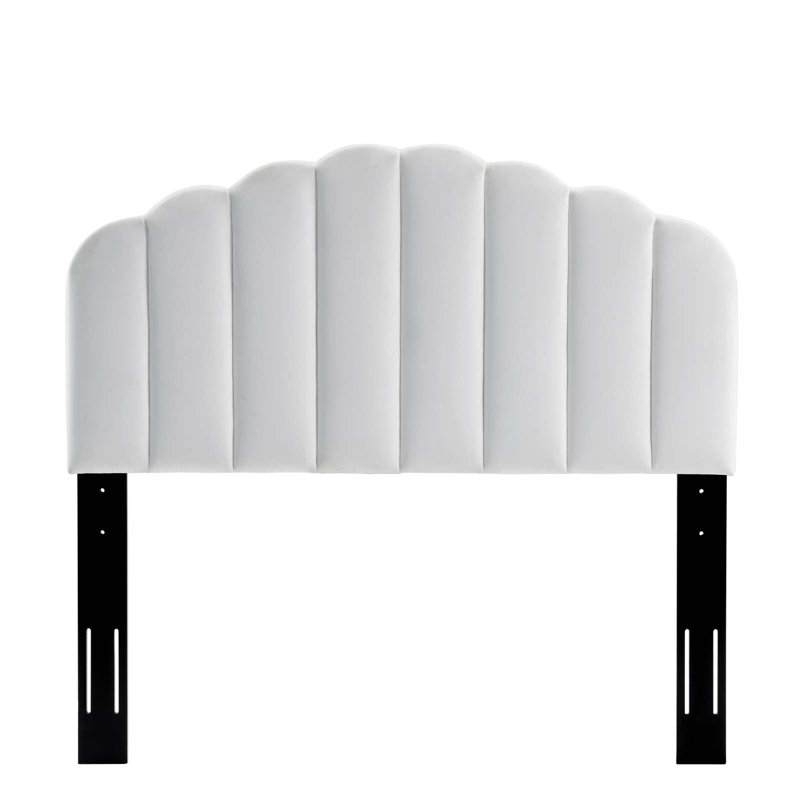 Veronique Performance Velvet Headboard, Full/Queen, White