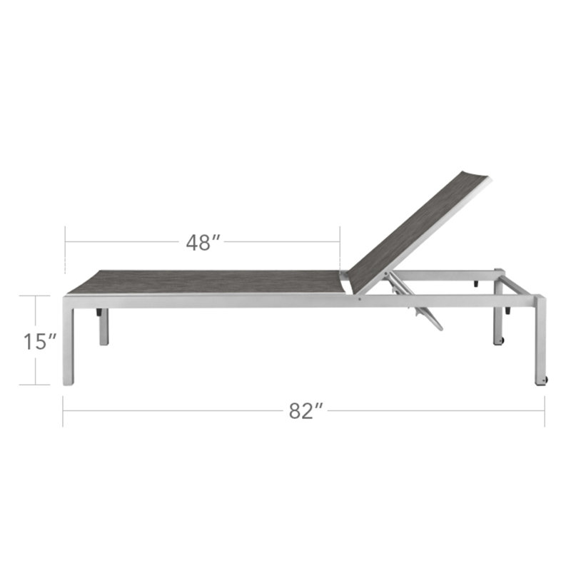 Fusion Armless Chaise, Tex White/Cloud Gray