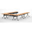 Tables de formation mobiles commerciales avec alimentation intégrée | Ensemble de 5 | Tables gigognes pliables de 80 po | Roulettes verrouillables | Mobilier de salle de conférence et de classe | Hêtre | Sièges 10