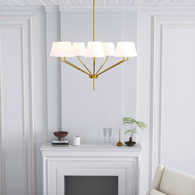 Lustre 7 lumières à abat-jour l 40 po en laiton pour salle à manger