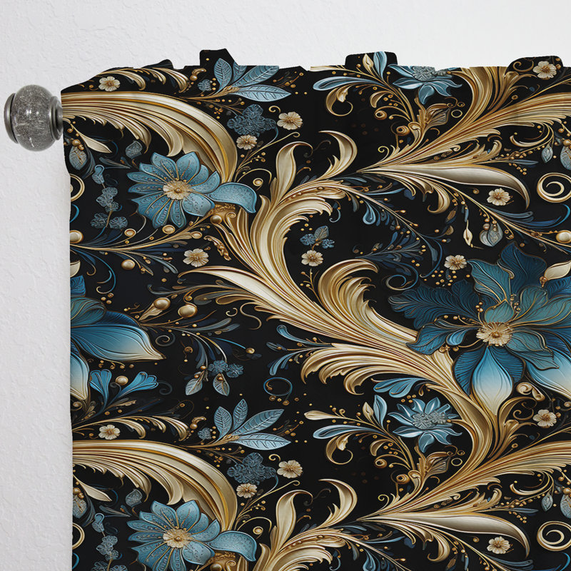 Gilded Splendour Paisley Pattern III - Floral Curtain - Velvet Room Darkening - 1 panel, 52" W x 95" L
