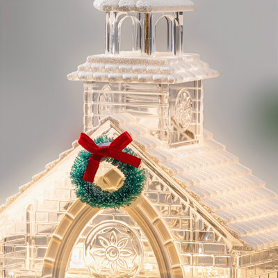 11.4 in Lighted Church Spinning Water Globe