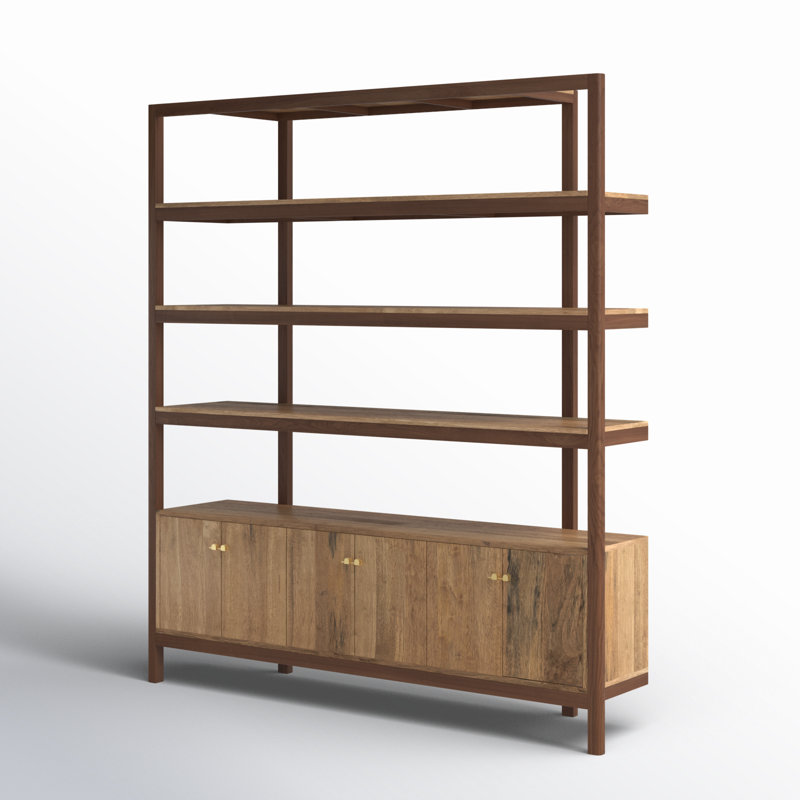 Reza Solid Wood Bookcase, Smoked Honey