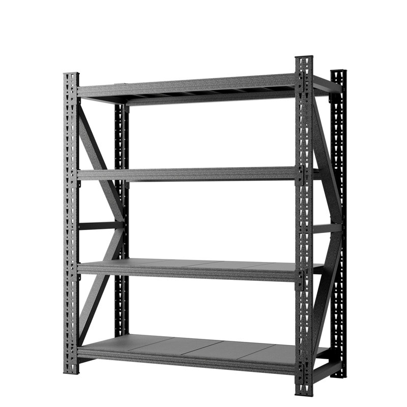 Étagère métallique robuste de 1814 kg (4000 lb) pour garage, dimensions : 175 cm (69 po) de hauteur x 150 cm (59 po) de largeur x 60 cm (23,6 po) de profondeur, réglable, avec 4 étagères verticales et dos ouvert, style industriel, idéale pour entrepôt.