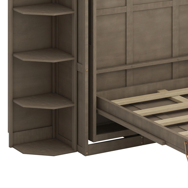 Lit escamotable avec armoire murale cachée, Gris