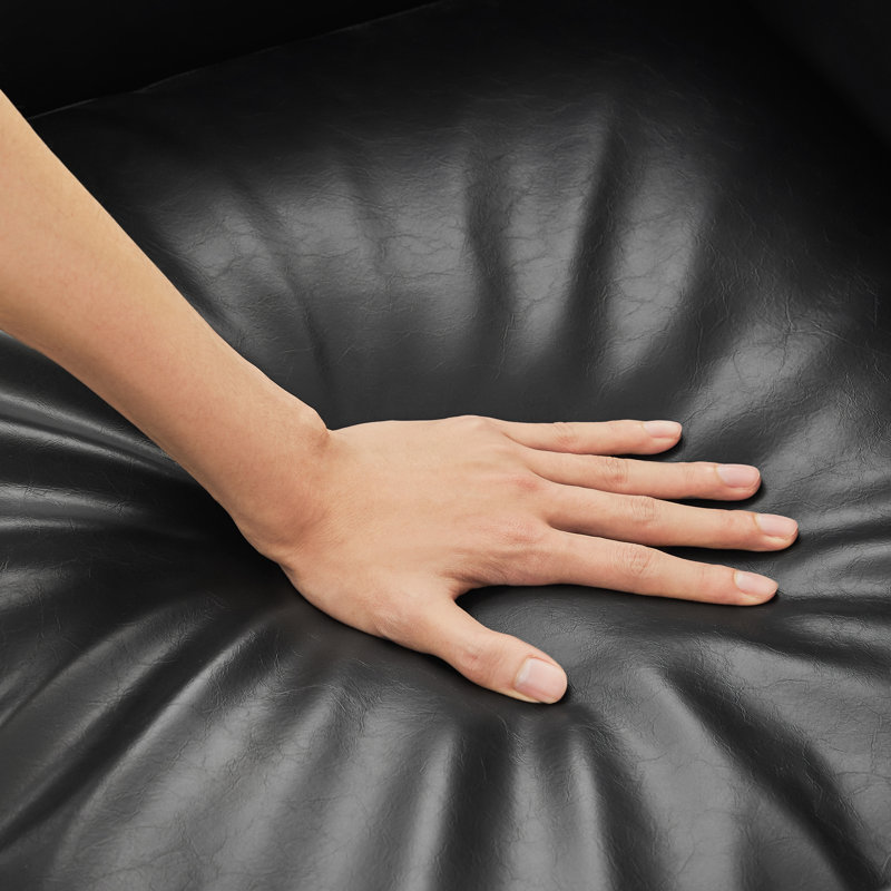 Fauteuil pivotant large Assiatou, Similicuir grainé noir