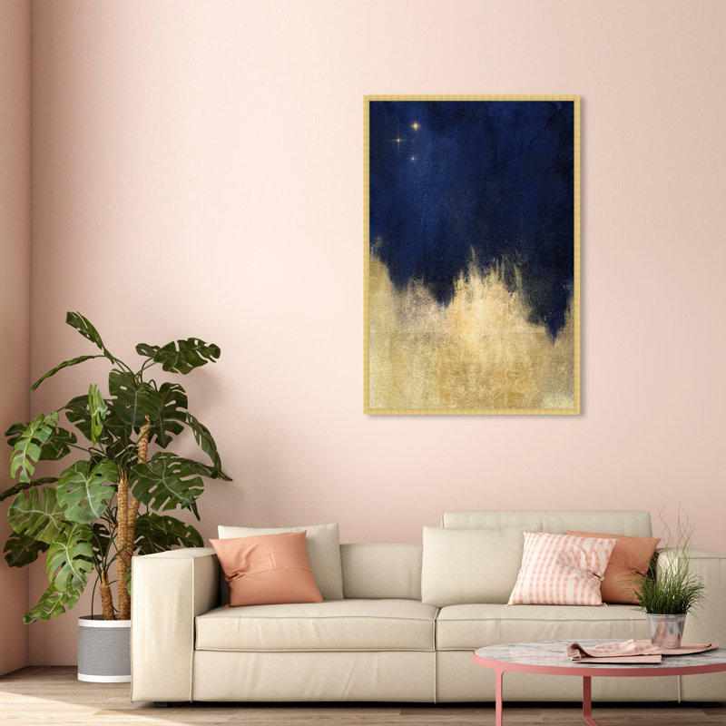 «Blue and Gold Shades» par Oliver Gal - impression, H 54 po x l 36 po, Cadre doré