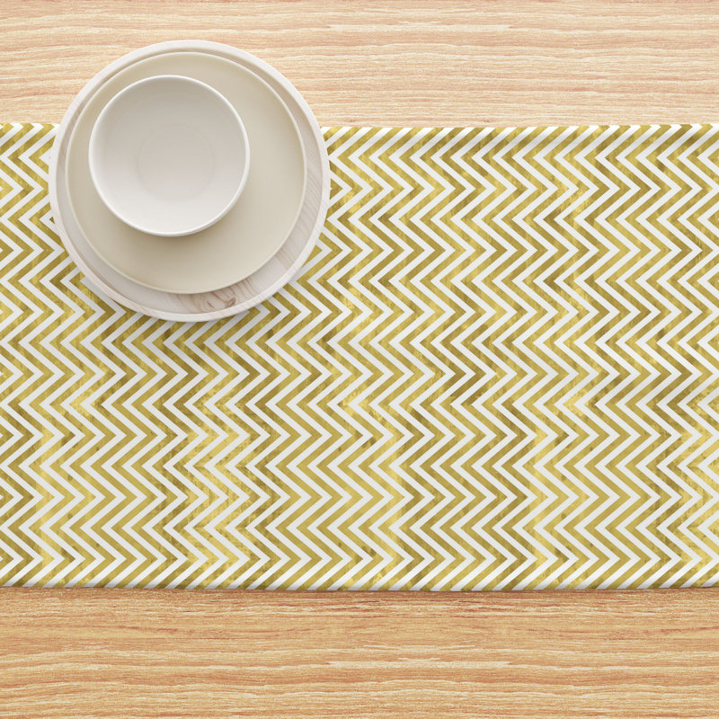 Rectangular Chevron Cotton Twill Table Runner, 72" L x 16" W