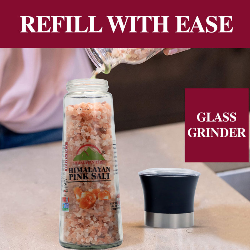 Adjustable Glass Salt and Pepper Grinder Set with Ceramic Rotators