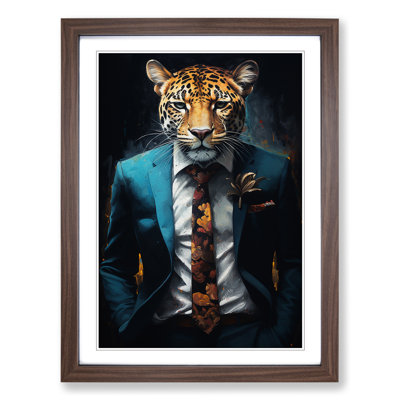 Leopard In A Suit Painting No.4 - Single Picture Frame Print on Wood