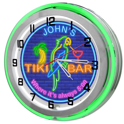 Tiki Bar Neon Wall Clock