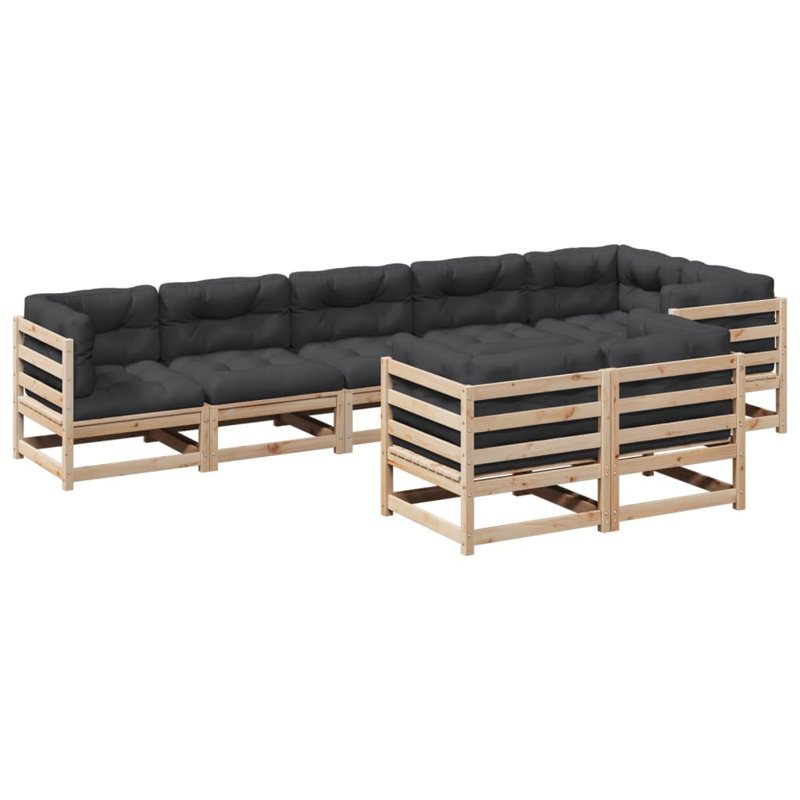  Ensemble de canapé de patio en bois de pin massif crème, tissu Oxford, coton PP