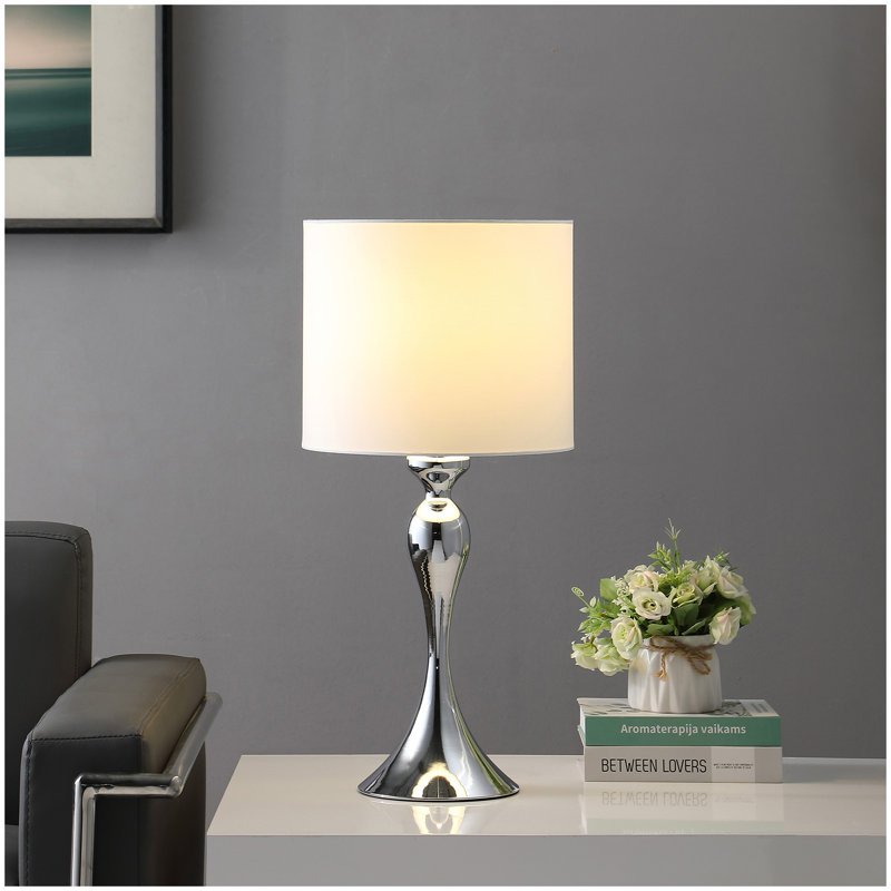 24.5" In Bailey Dark Silver Chrome Modern Candlestick Metal Table Lamp