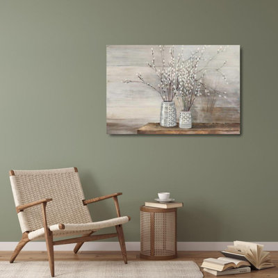 One Allium Way® Purinton, Julia Gallery Wrapped Canvas Art Titled: Pussy Willow Still Life with Designs