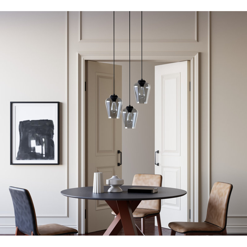 Vidria 3 - Light Cluster Jar Pendant, Matte Black, Smoked