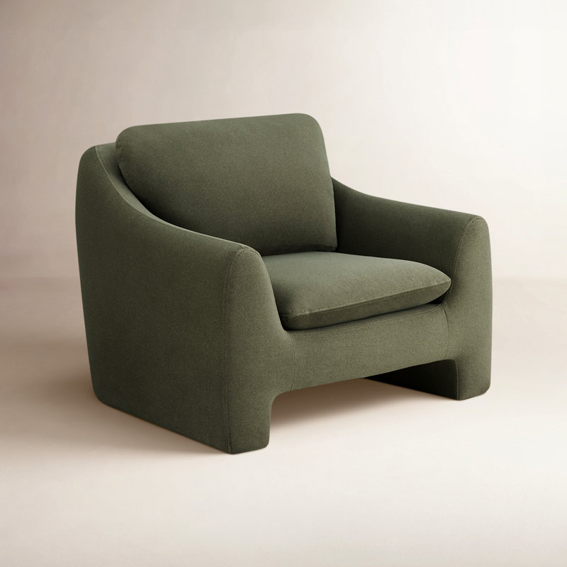 Fauteuil moderne rembourré Elodie, Velours forêt Vesper