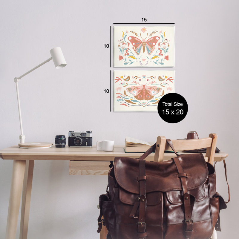  "Folk Butterflies & Florals", ensemble d'art sur plaque par Kim Allen, H 10 po x l 15 po