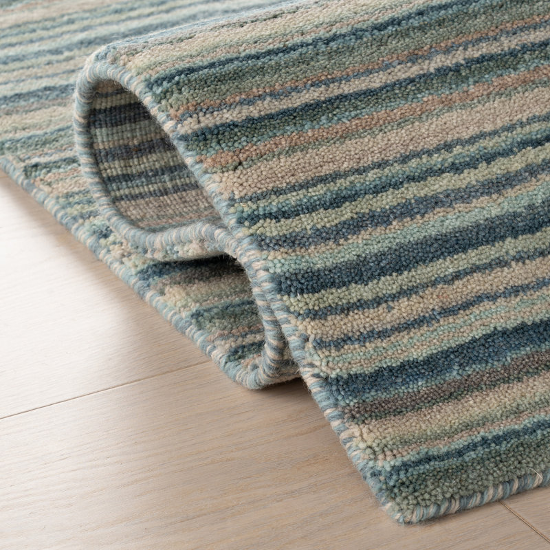 Brindle Stripe Hand Loom Knotted Wool Rug, Rectangle 6' x 9'