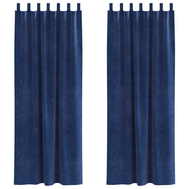 Curtains With Curtains 2 Pcs Polyester, 140cm Width x 260cm Drop, Navy
