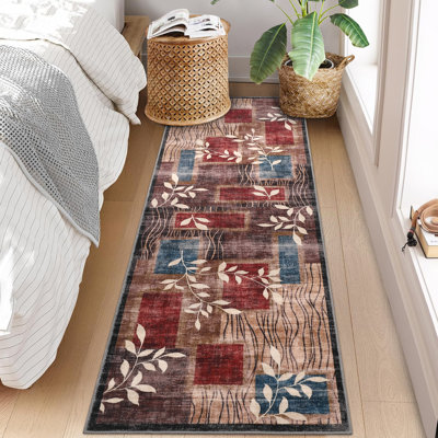 Machine Washable Rug with Rubber Backing for Living Room Modern Non-Slip Dining Room Rug Easy-Cleaning Geometric Floor Carpet for Bedroom Hallway Kitchen Office Playroom