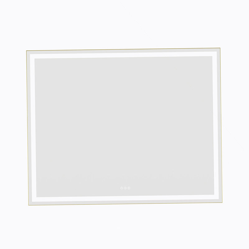 Miroir de salle de bain 48 pouces à DEL avec façade et rétroéclairage, miroir de meuble-lavabo mural avec cadre en aluminium, anti-buée, mémoire, gradation continue
