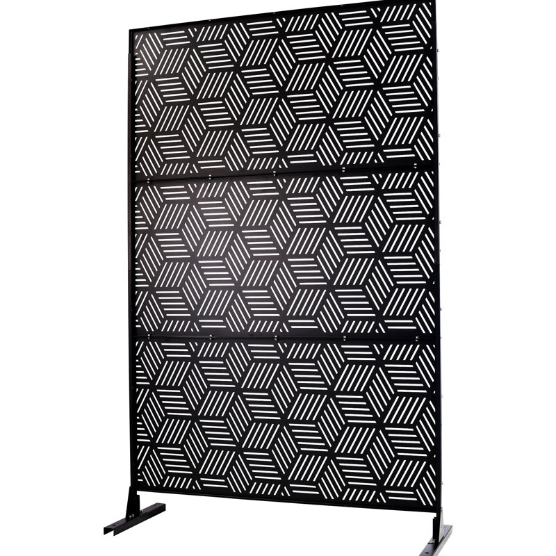 Paravent en métal l 76 po H48 po - autoportant pour patio, terrasse, balcon. Décoratif, rouille, se rehausse dans divers espaces extérieurs et intérieurs. Idéal bureaux, vestiaires. , Rouille