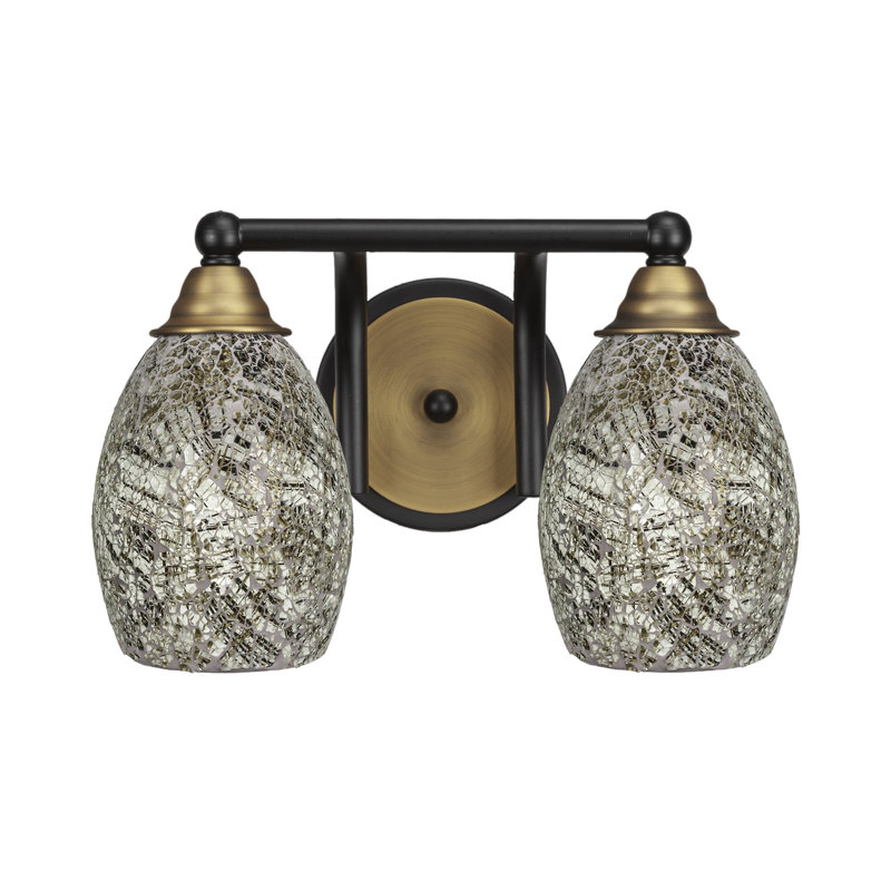Michell 2-Light Bath Bar, Matte Black/Brass, Natural