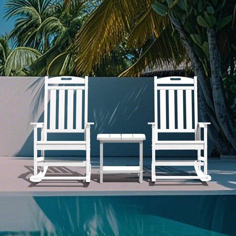 Ensemble de 2 chaises berçantes d'extérieur Hdpe, Blanc