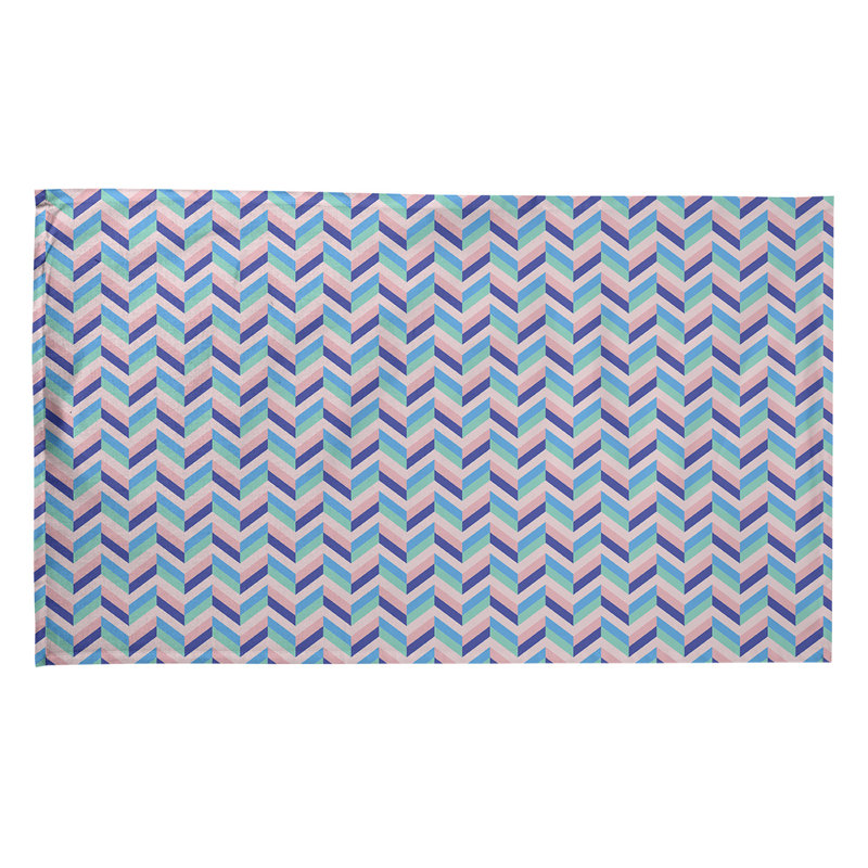 Serviette à thé chevron Mcguigan, Sergé de coton, Rose / bleu marine / bleu