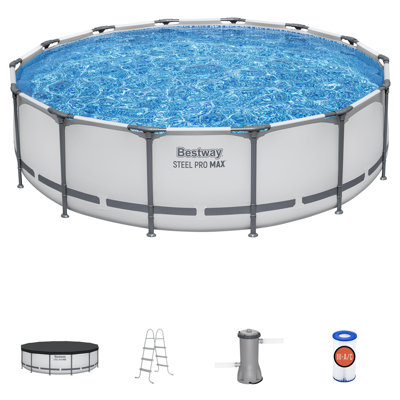 Bestway Steel Pro MAX - 14' x 42", Grey -Round Above Ground Swimming Pool Set