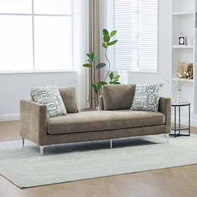 77.5''W Chenille Slipcovered Chaise Lounge, Modern Oversized Settee with 4 Pillows for Living Room and Guest Bedroom