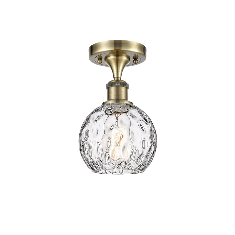 Plafonnier semi-encastré 1 lumière 8 po Cindi, Laiton antique, DEL, H 11 po x l 6 po x P 6 po