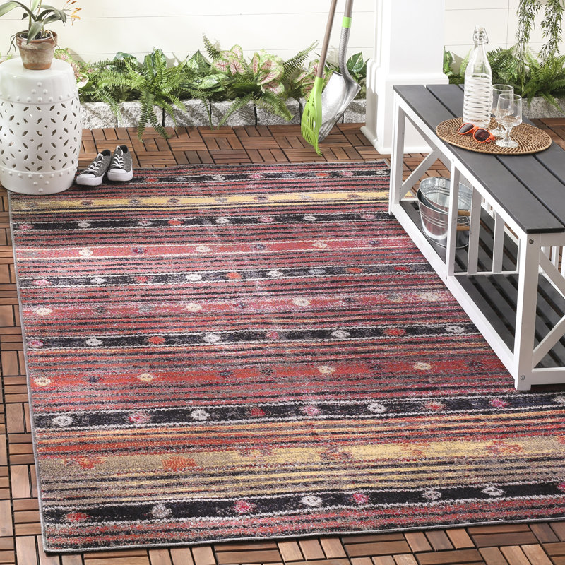 Gideon Hooked Rust/Taupe Indoor/Outdoor Rug, Rectangle 155 x 229 cm