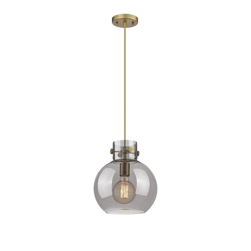 Luminaire suspendu à cordon 1 lumière 10 po Lantz, Laiton brossé, Plaqué couleur fumée, H 11,13 po x l 10 po x P 10 po