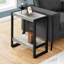 Table d'appoint, côté, bout, table de chevet, lampe, salon, chambre à coucher, stratifié gris, métal noir, industriel-1470615013