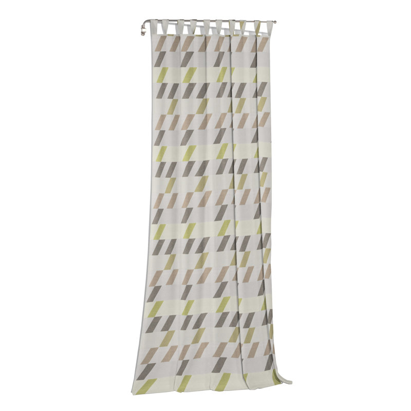 Lopez Room Darkening Curtain Single Panel, 132cm Width x 225cm Drop, Green/Beige/Grey
