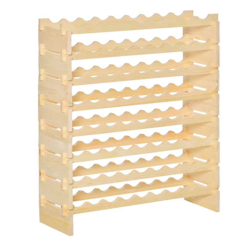 Support à vin en bois de pin massif à 8 niveaux avec support empilable pour préparation et dégustation