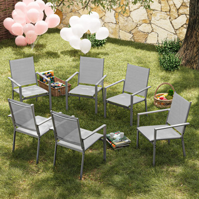 6 fauteuils de salle à manger d'extérieur 6 pièces, chaises de salle à manger empilables pour tous les temps pour la cour, le jardin