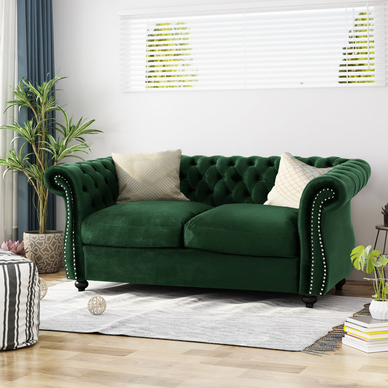 Élégante garniture cloutée de style luxueux en velours profond l 63,57 po x P 33,4 po