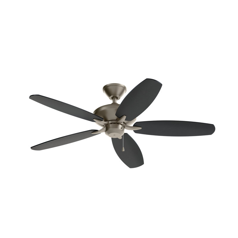 52'' Ceiling Fan, Brushed Nickel with Black Blade