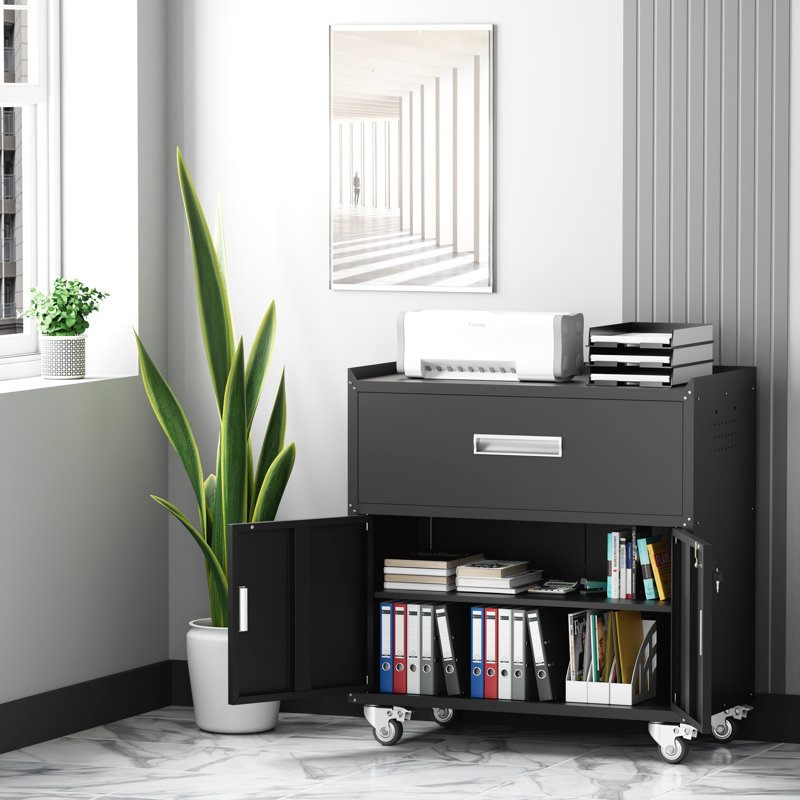 Metal Single Storage Cabinet ( 35.43'' H x 30.31'' W x 18.1'' D), Black