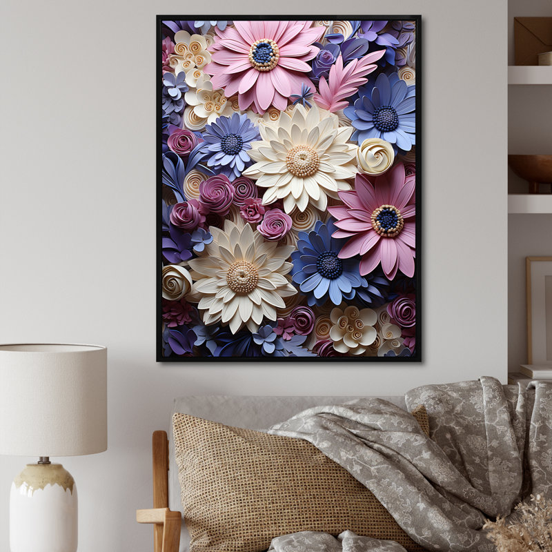 «Population Daisy Bloom Simple Beauty I», reproduction d'art sur toile, Cadre flottant noir, H 32 po x l 24 po x P 1 po