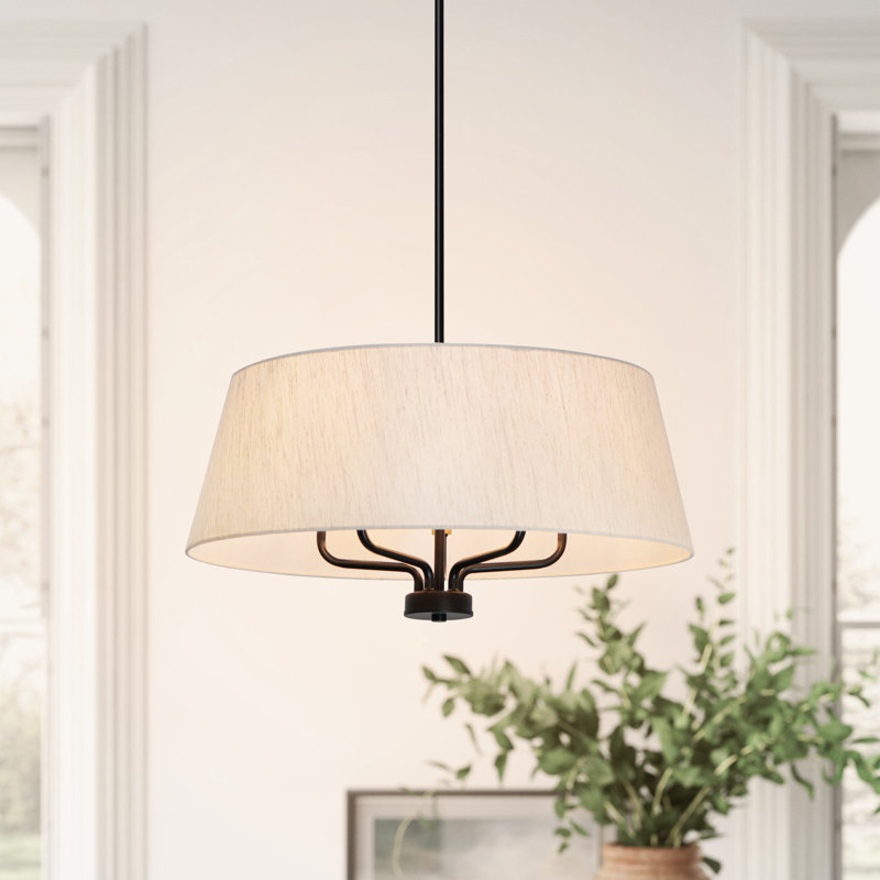 5-Light Dimmable Drum Chandelier Fabric Chandelier Kitchen Chandelier Drum Chandeliers for Dining Room