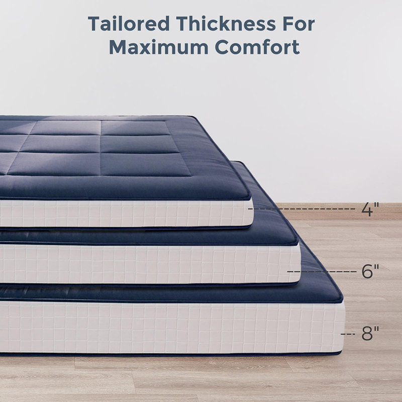 Matelas de futon japonais 8 po Doersten, Bleu marine, Double