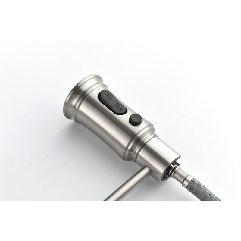 Robinets de cuisine à un levier avec robinet rétractable, acier inoxydable, nickel brossé, construction pour la longévité, robinet rétractable