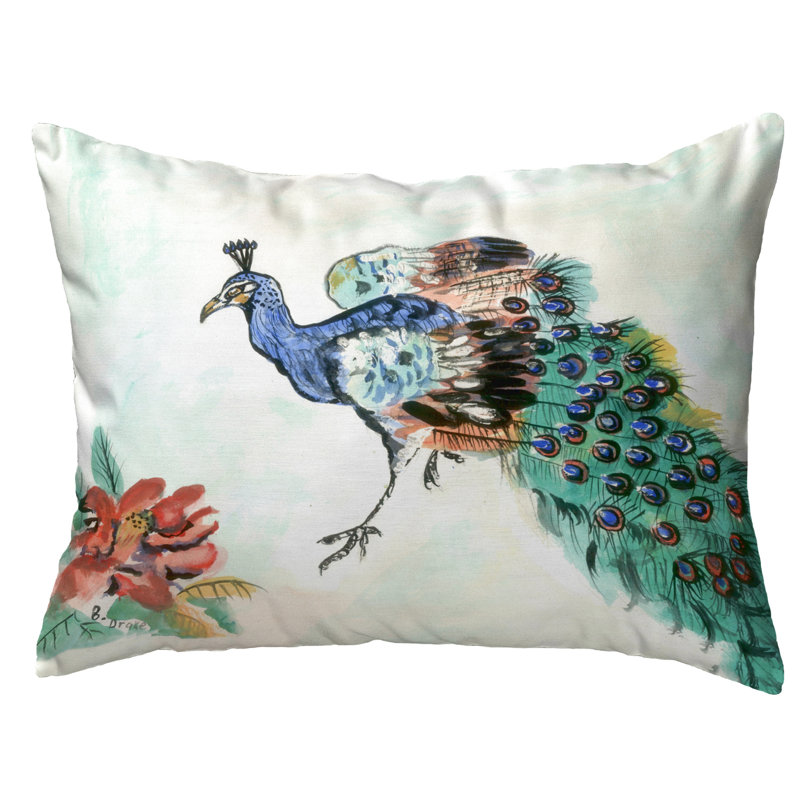  Betsy's Peacock Indoor/Outdoor Lumbar Pillow