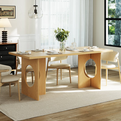 Table de salle à manger 70,87 "rectangulaire moderne pour 6 personnes avec double caisson robuste